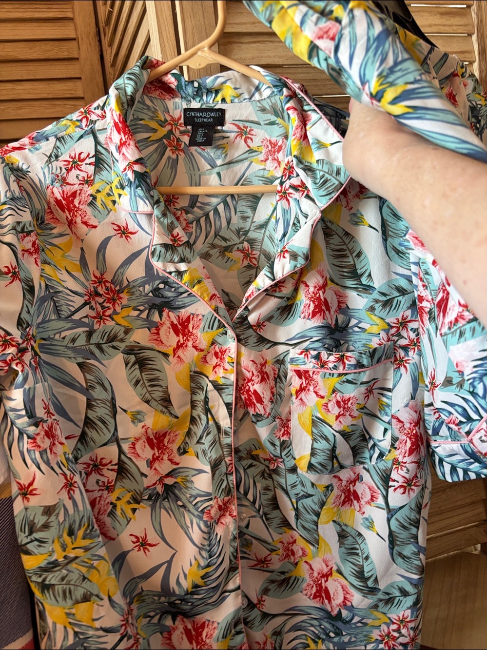 Cynthia Rowley White Tropical Floral Pajama Set Large - Picture 3 of 5